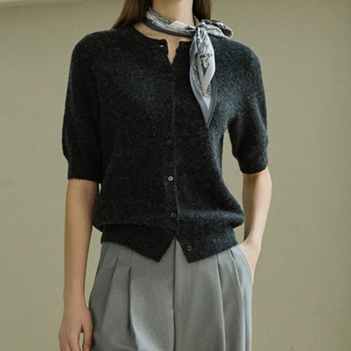 로가시아 25FW 울 블렌디드 반팔 가디건 1종