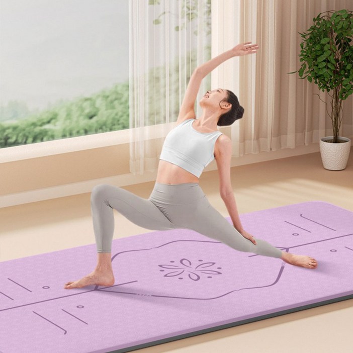 Tooliva 두꺼운 TPE 요가매트 미끄럼방지 홈트 필라테스 운동매트, 1개, 퍼플
