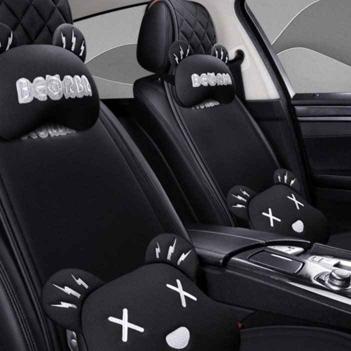 고고스 경차전용 시트커버 풀세트 사계절 3d매쉬소재 통풍방석 자동차꾸미기, 1세트, 경차전용 블랙 풀세트(목쿠션2개+허리쿠션2개 포함)