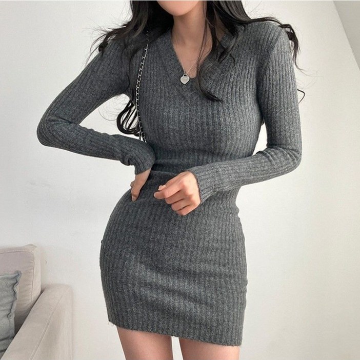 Shopflix 가을 원피스 데일리 하객룩 슬림핏 니트원피스