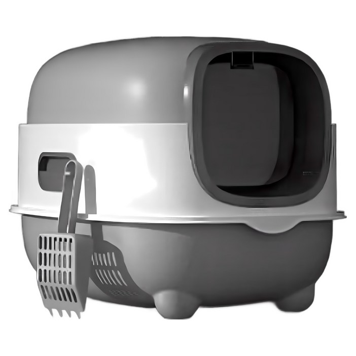 고양이 자동화장실 후드형 향균 특대형, 그레이, 1개