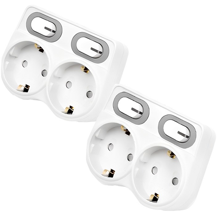 에코파워탭 LED L자 멀티탭 2구 EPM-L402L, 9.1cm, 화이트, 2개