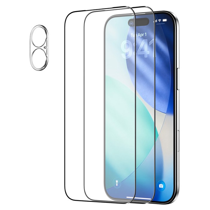 케이맥스 풀커버 전면 강화유리 필름 2p + 카메라 필름 세트, 1세트