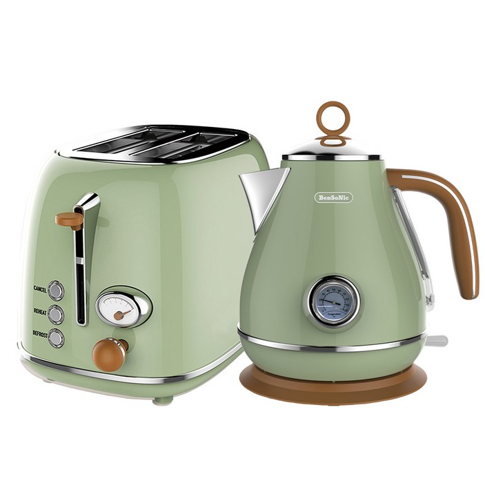 벤소닉 레트로 전기 포트  토스터기 세트 에메랄드, KE1219T에메랄드, BST01에메랄드
