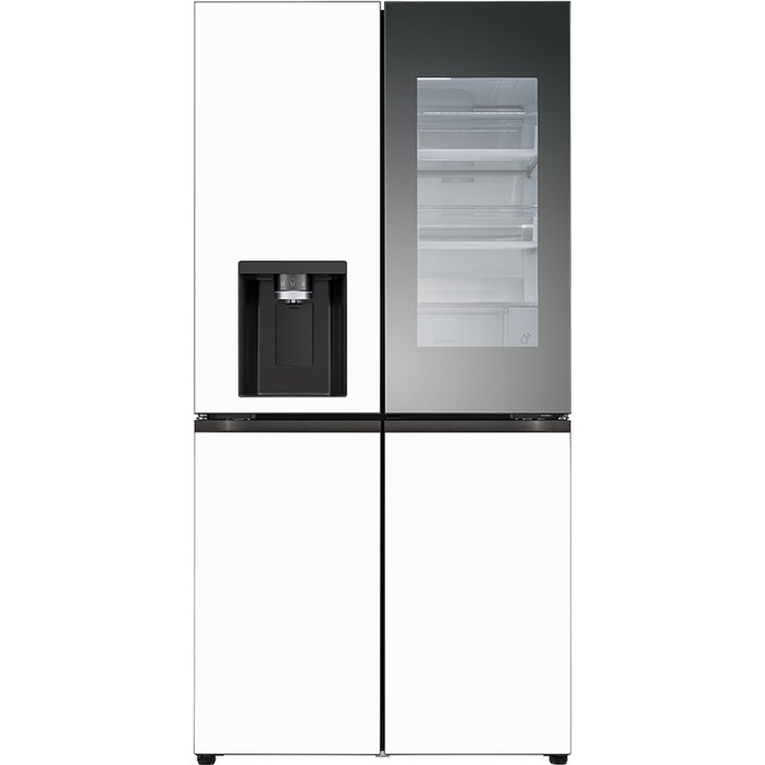 색상선택형 LG전자 디오스 오브제 얼음정수기 글라스 4도어 노크온 냉장고 방문설치
