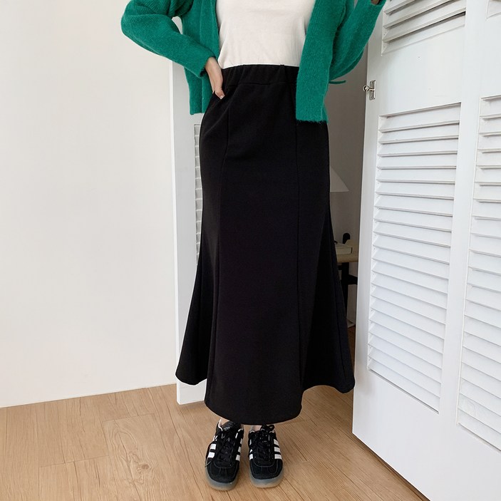 토마토팩토리 여성용 아프케 기모 밴딩 스판 머메이드 롱 스커트