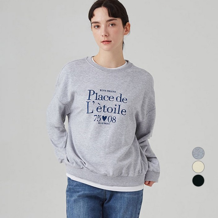 ELLEPARIS 자수 그래픽 스웻셔츠 Letoile
