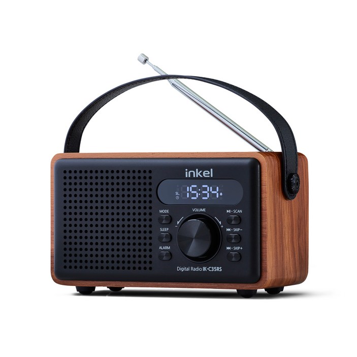 인켈 휴대용 블루투스 스피커 올인원 미니 오디오 레트로 알람 라디오, IKC35RS, 블랙