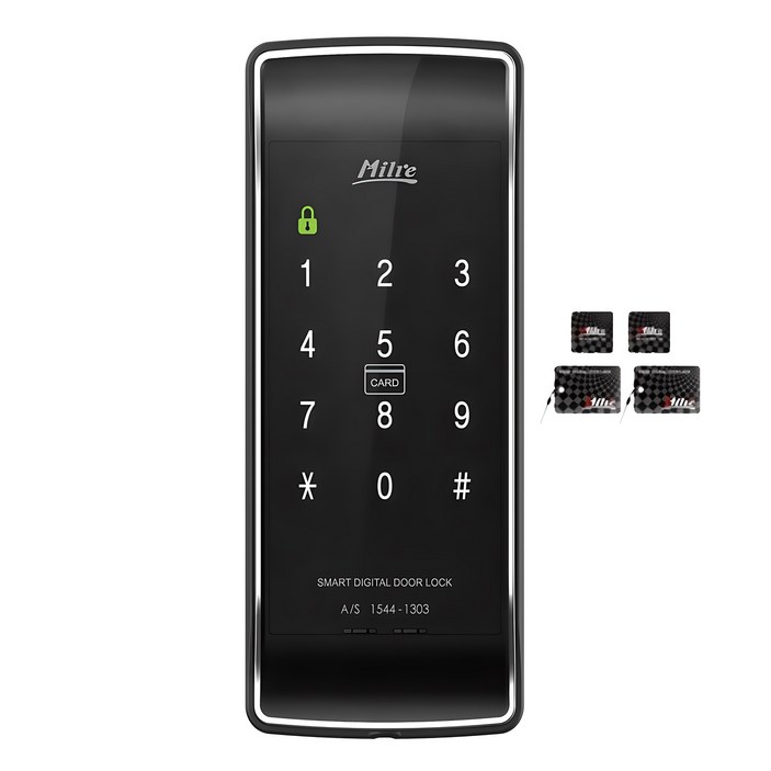 밀레시스텍 현관문 디지털 보조키 손잡이 없음 도어락 MI450S 스마트 태그키 2p 모바일 태그키 2p