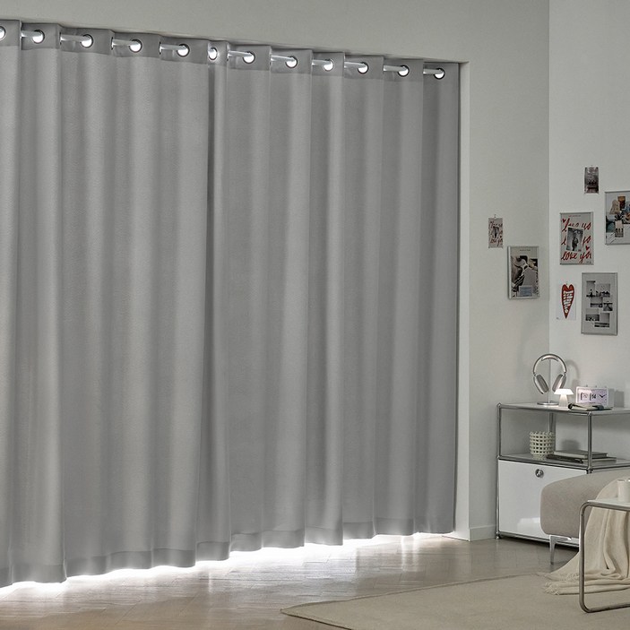 데시뉴 뉴노멀 솔리드 암막커튼 아일렛형 + 커튼끈 세트