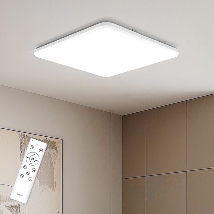 번개표 원하 스마트컨트롤 사각 삼색변환 방등 디밍 LED 55W + 리모컨, 단일색상