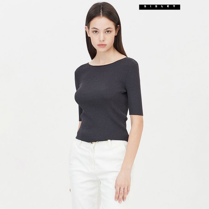 시슬리  백 스쿱 라인 5부 니트 SAKP43431