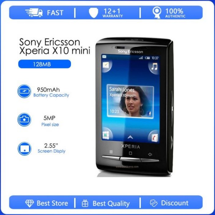 [당일출고] 소니 에릭슨 엑스페리아 X10 미니 E10i 리퍼브 오리지널 잠금 해제 E10 휴대폰 3G 와이파이 GPS 5MP 170365