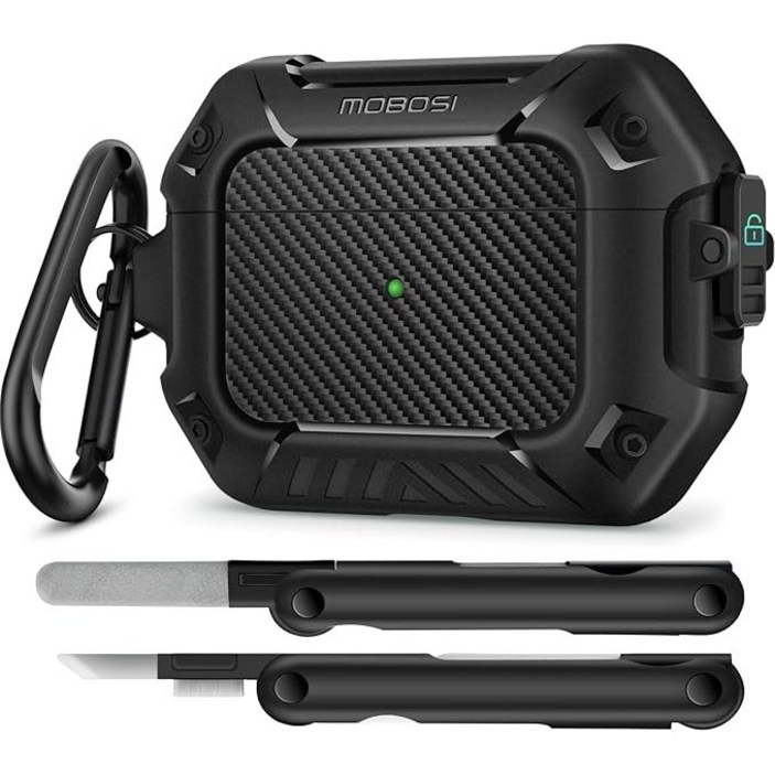 모보시 맥세이프 락 분실 방지 잠금 풀커버 범퍼 이어폰 케이스, 1개, 블랙, 에어팟 프로 2