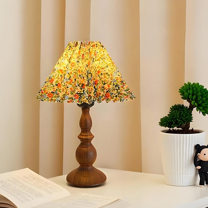 Mayho 빈티지 엔틱 무드등 플리츠 쉐이드 거실스탠드조명 밝기 조절 인테리어 조명