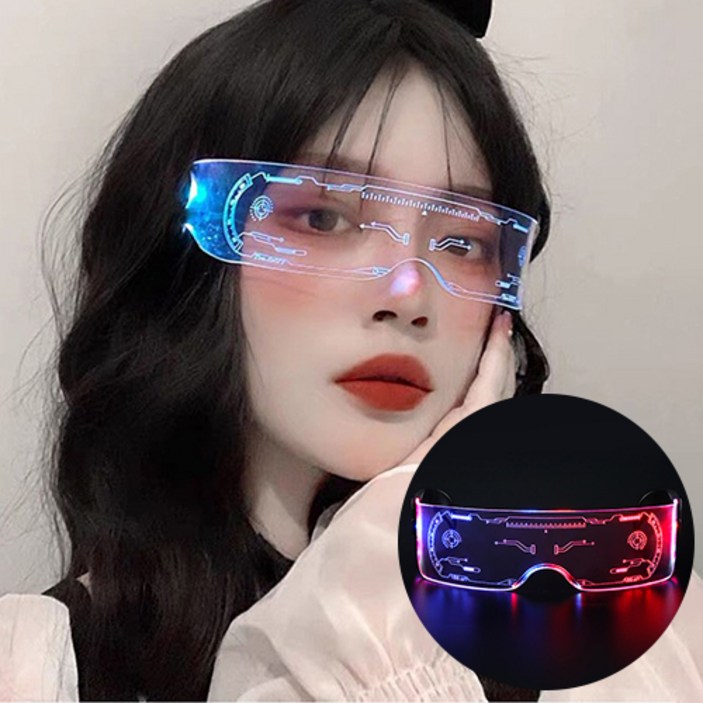 젤루나 LED 고글 사이버 축제 파티 안경 G01, 1개, 듀얼