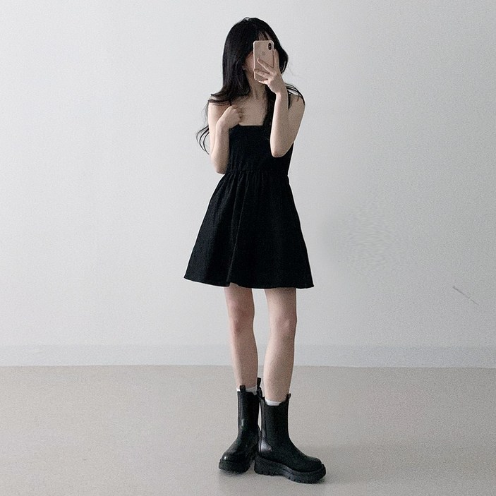 [허리밴딩] 데이지클로젯 스위티기본 레이어드 뷔스티에 나시 미니원피스 / 봄 여름 가을 간절기 A라인 플레어 고무줄 코튼 골지 슬리브 발레코어 데일리룩 러블리 나들이룩 청순 여리핏