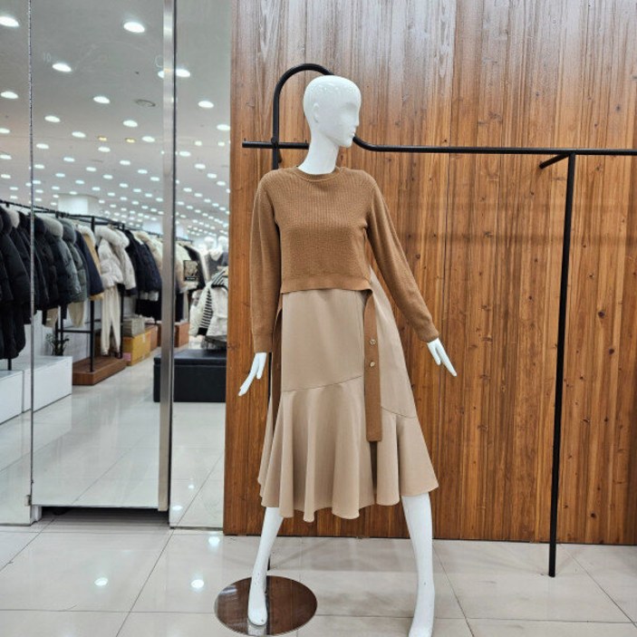 지컷 지컷 니트 레이어드 플레어 원피스7223437001_DJ