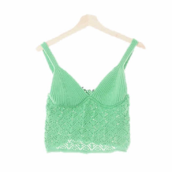 9380 자라 클래식그린 면 니트크롭뷔스티에 [M]