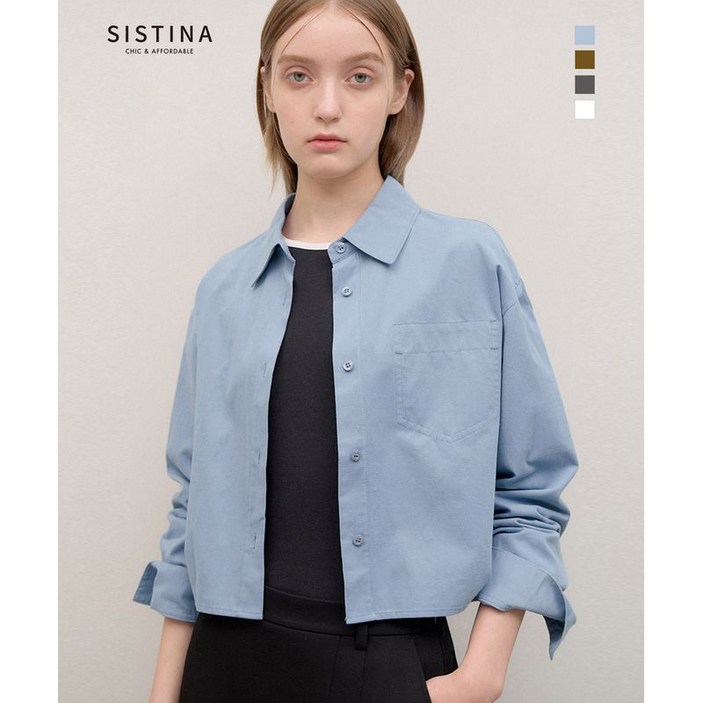 시스티나 베이직 코튼 크롭 셔츠 AWWSTO41020