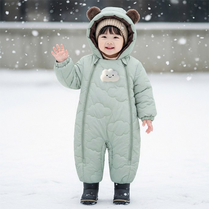 몽실이 구르미 퍼안감 후드 패딩 우주복 아동 유아용 겨울 방한 외출복