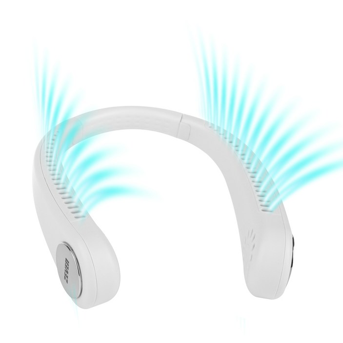 휴대용 넥밴드 파워모터 무선 목걸이 충전식 넥선풍기, 화이트