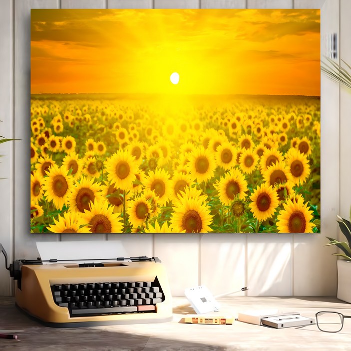 세잔느화실 돈이들어오는 돈벼락 노을 해바라기 그림 캔버스액자 3호