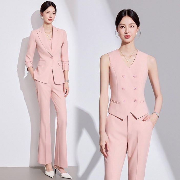 여자정장세트 오피스룩 고급 인싸 정장 버튼 자켓조끼바지 쓰리피스 양복세트 면접복직장 비즈니스 여성 필수 세트