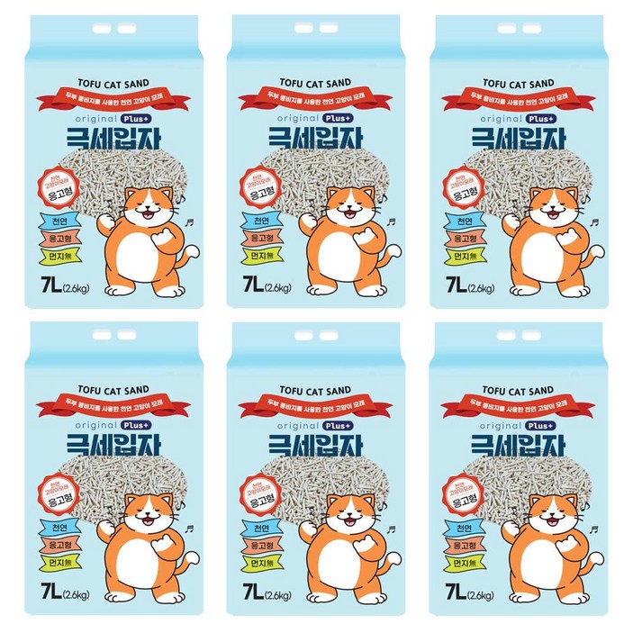 두부랑캣츠 극세입자 오리지널 무향, 2.6kg, 6개