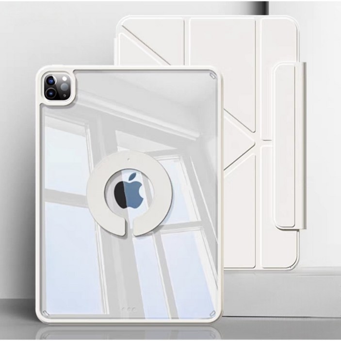 펜슬 수납 360도 회전 초강력 자기 흡입 태블릿 PC 케이스, 흰색, 1개