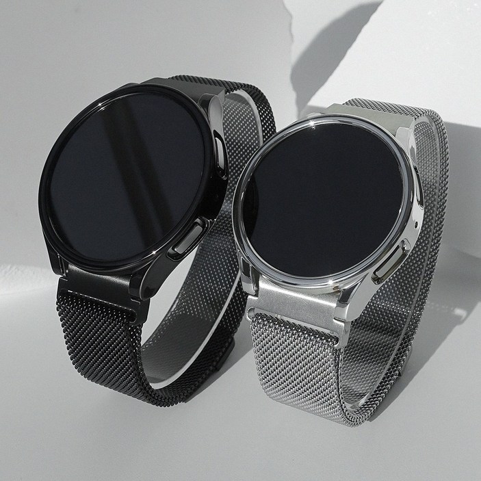 스트랩맨 갤럭시워치6 5 4 밀레니즈루프 풀세트 메탈 스트랩+케이스+강화유리 44mm 40mm 클래식 47mm 43mm 프로 정품 호환