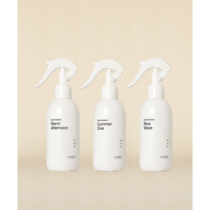 [SET]에이딕트 퍼퓸 섬유 탈취제 3종(웜 애프터눈, 블루 웨이브, 썸머 다이브), 1세트, 200ml