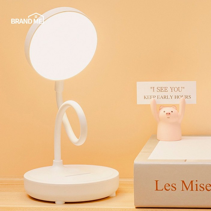 무선 LED 책상 스탠드 조명 독서등 LS01 밝기조절 각도조절가능 시력보호, 화이트