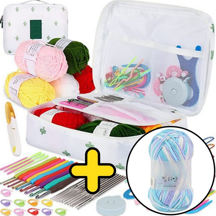 [15종 60세트] 퓨어젠 뜨개질세트 올인원 코바늘 DIY패키지 초보자용