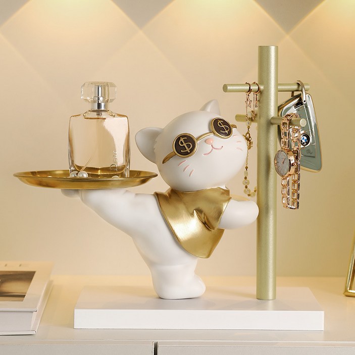 돈많이버는고양이 차 키 홀더 열쇠 보관함 트레이 현관 장식품 쥬얼리 센스있는 집들이선물