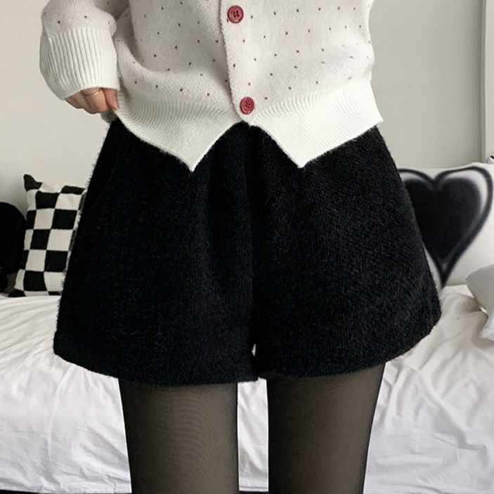 [보들촉감/2col] 피즈 앙고라 퍼 밴딩 반바지 숏팬츠