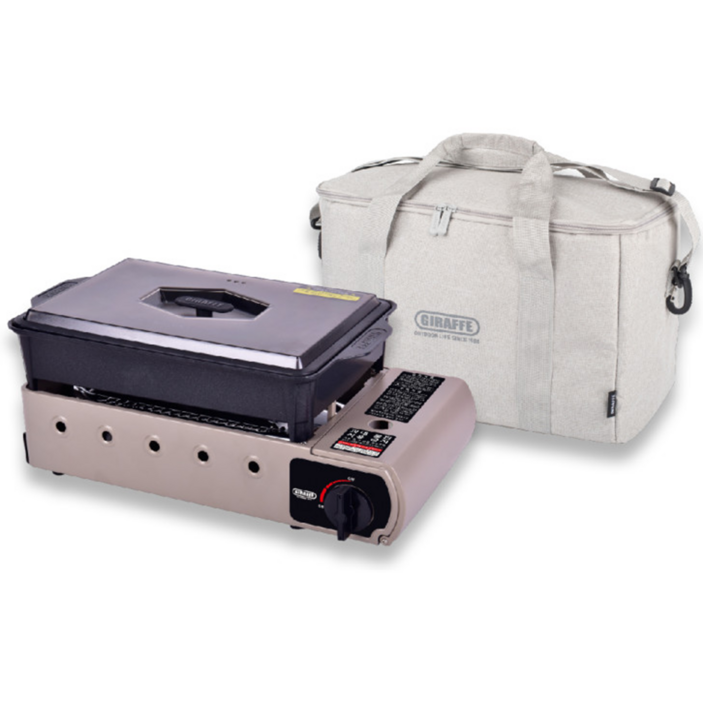 지라프 구이바다 M 가스 버너+가방+그릴 아이보리풀세트 부르스타 브루스타 부루스타 부탄가스 휴대용