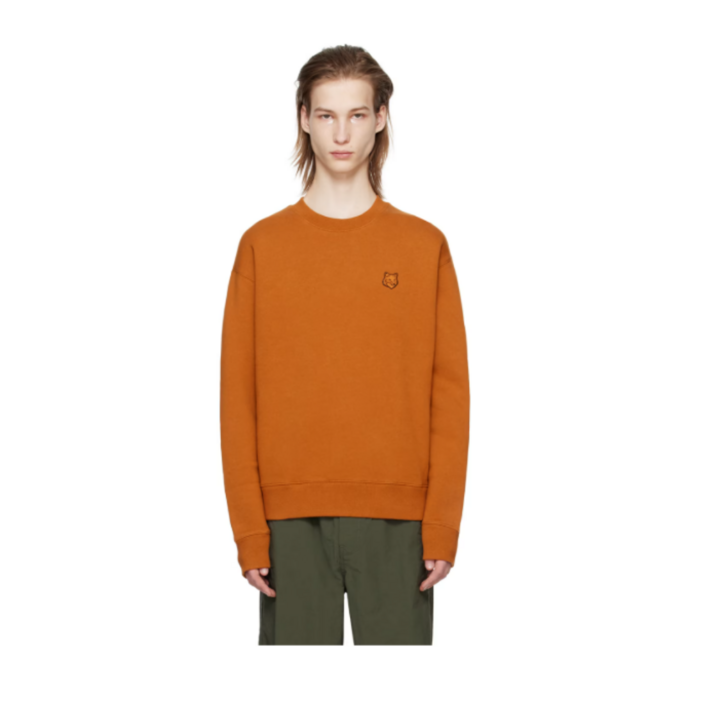 [공식정품] 메종 키츠네 24FW 남성 기모 맨투맨 볼드 폭스헤드 패치 컴포트 스웨트셔츠 토바코