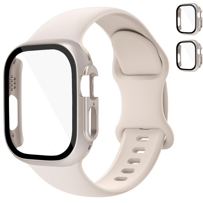 애플워치 호환 실리콘 스트랩 풀커버 케이스2 세트11 10 9 8 7 6 5 3 42mm 41mm 40mm 38mm 49mm 46mm 45mm 44mm 울트라 SE 밴드