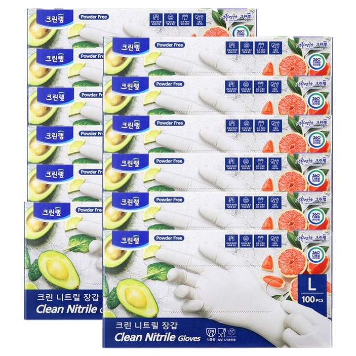 크린 니트릴장갑 화이트 대 100매 12개 한박스, 대L, 12세트