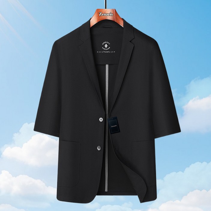 Zenaris 빅사이즈 남성 아이스 냉감 카라넥 반팔 정장 자켓 시원한 여름용 쿨 재킷