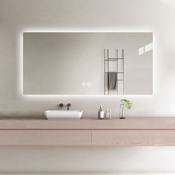 벽걸이사각거울 사각 간접조명 스마트 무프레임 LED 거울 욕실거울 카페거울 선반거울