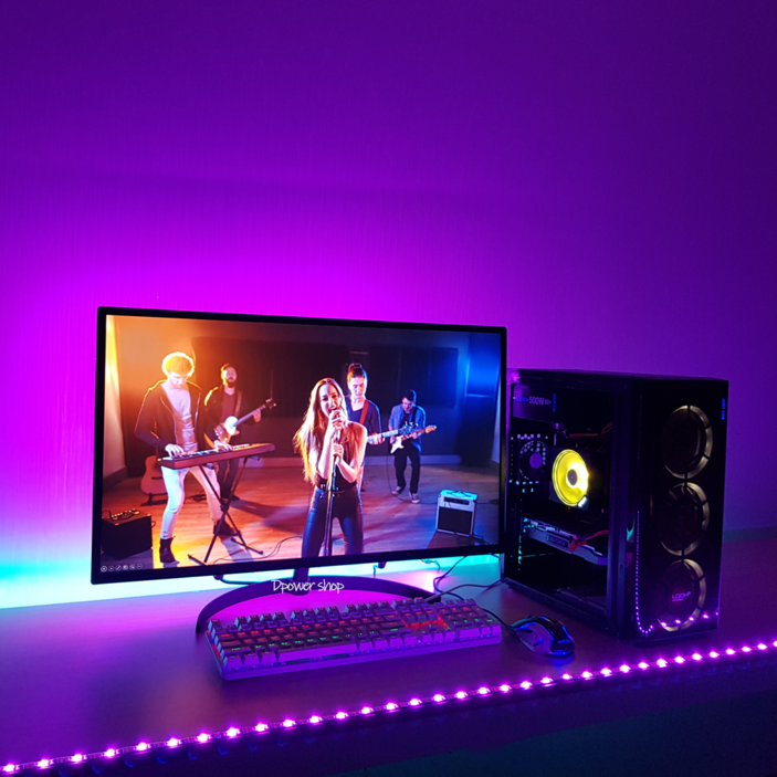 led스트립 디파워샵 오드 LED 스트립 15색 인테리어 무드등 붙이는 간접 조명 RGB LED바 (사이즈 0.5m 1.5m 2.0m) 컴퓨터 PC방 백 라이트 리모컨 줄조명 틱톡 유튜브, LED 1.5m
