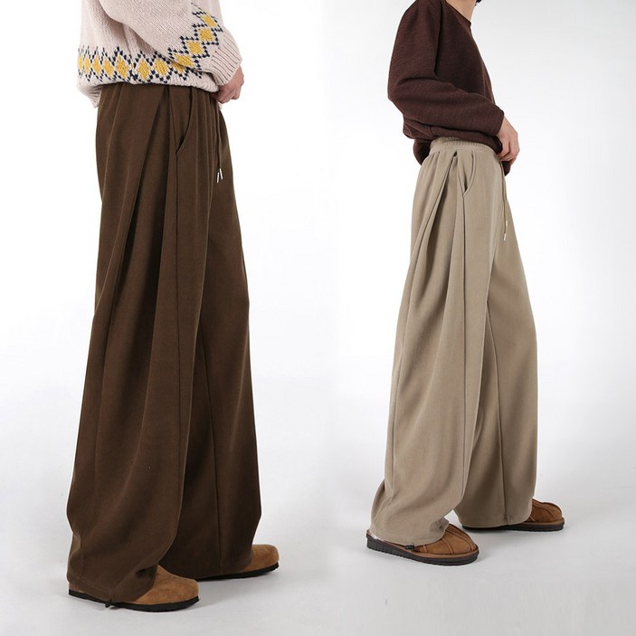 오버나인 봄 가을용 남자 남성 와이드 사이드 벌룬 핀턱 숏롱 기장 선택 바지 팬츠  ON184