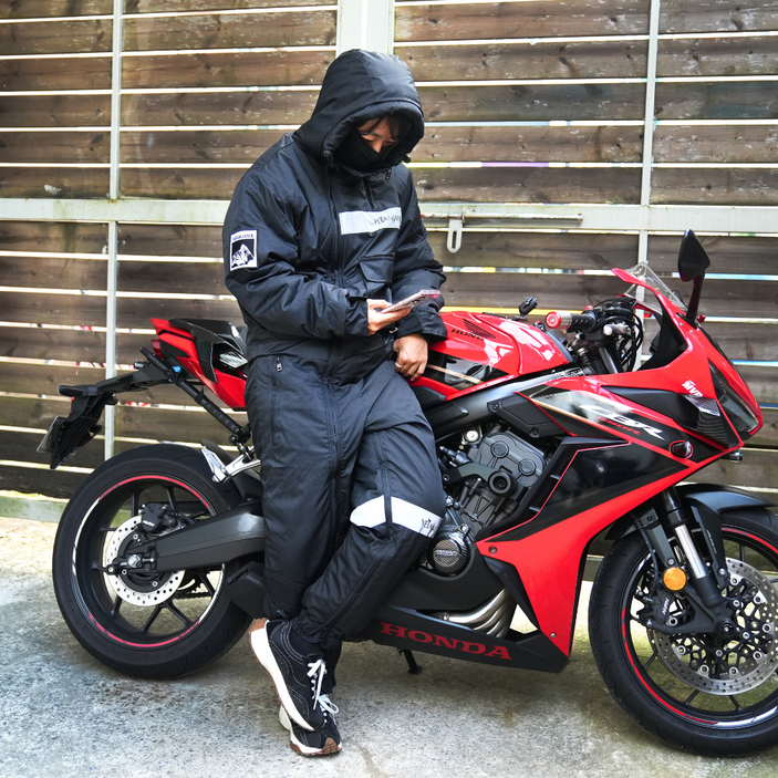 오토바이 우주복 방한복 배달대행 라이더 겨울 패딩 방한용품, 블랙