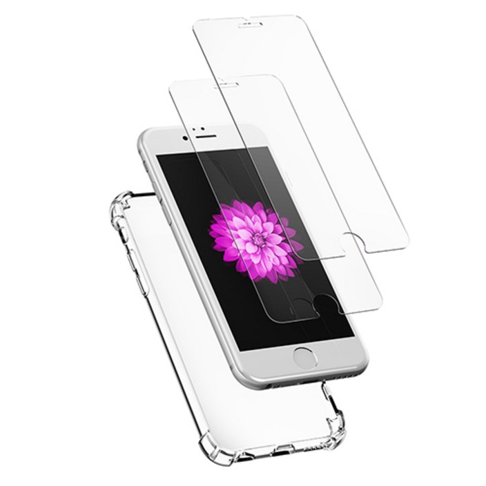신지모루 범퍼 강화 4DX 에어팁 젤리 휴대폰 케이스  2.5D 강화 유리 필름 2p 세트