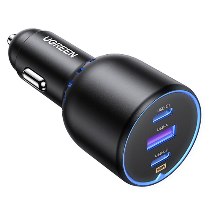 유그린 트리플 130W PD PPS QC 시거잭 멀티 차량용 고속충전기, CD293, 블랙 유그린 트리플 130W PD PPS QC 시거잭 멀티 차량용 고속충전기, CD293, 블랙