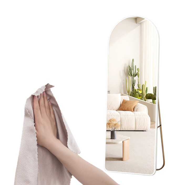 엠디유마켓 프리미엄 2in1 대형 아치형 전신거울 + 글라스타월 세트, 화이트