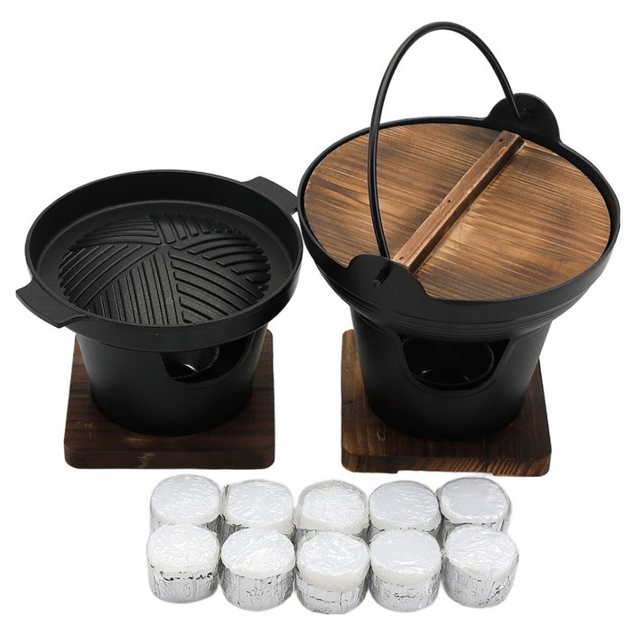 노뉴 싱글 미니화로 NONEWMB1000  미니 냄비 MP2000  에탄올 고체연료 15g x 10p 세트, 1세트, 미니화로17 x 17 x 3 cm, 미니냄비지름 20cm x 높이 6cm