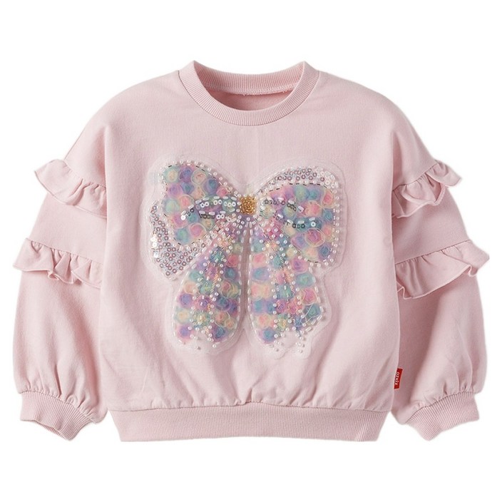 오즈키즈 아동용 플리터리본 면 맨투맨 티셔츠